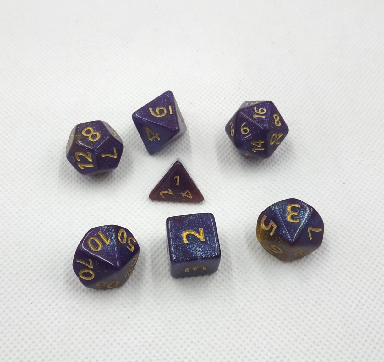 Blue and purple galaxy dice