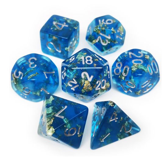 blue glitter/foil dice