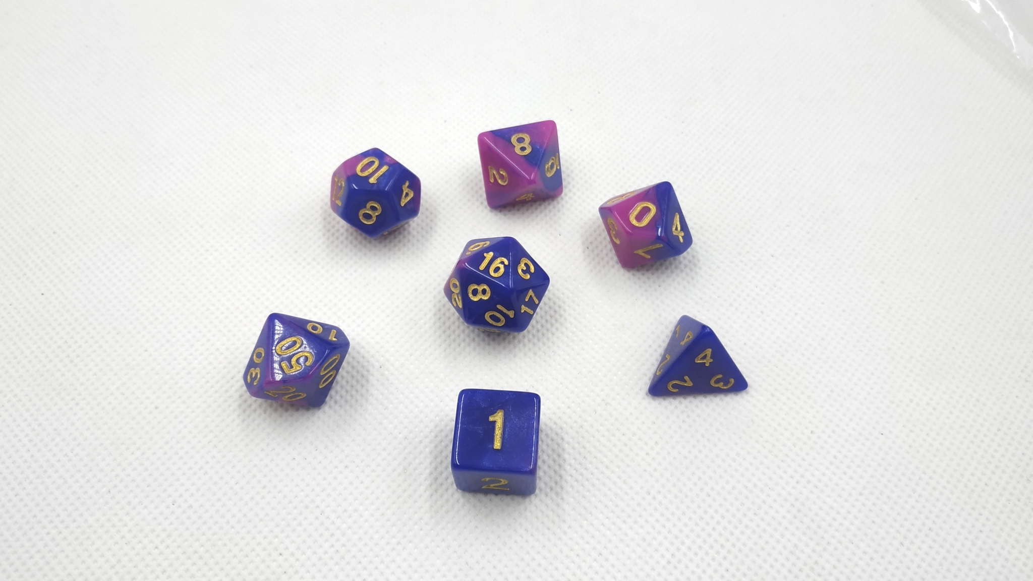 Blue and purple dice